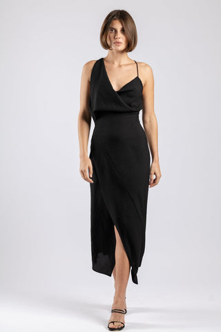 MUSE DRESS IN BLACK TEXTURE - One Fell Swoop